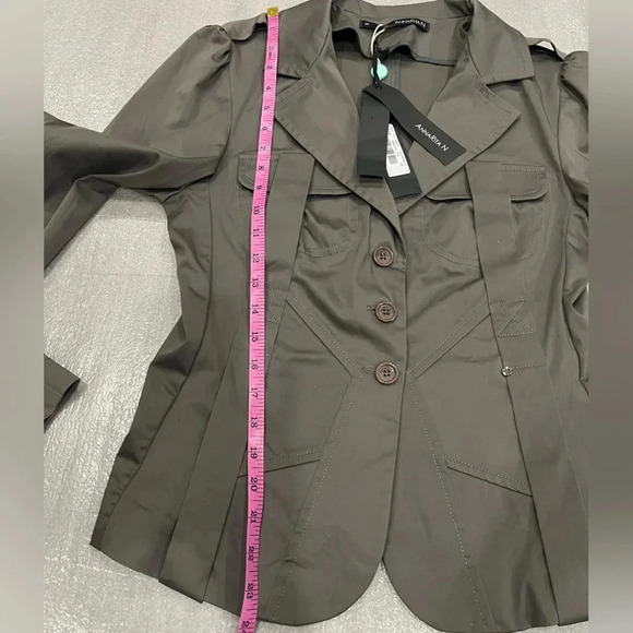 [46/US 10] AnnaRita N dark Gray Green Cotton Blazer - Picture 7 of 9